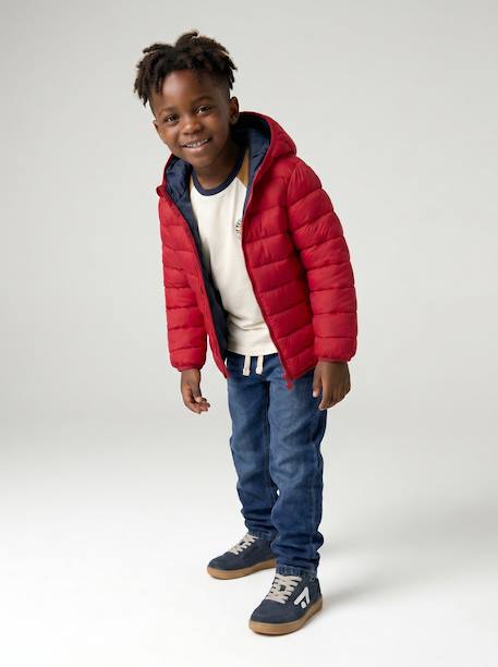 Light Padded Jacket with Hood for Boys black+bordeaux red+emerald green+grey blue+hazel+medium blue+navy blue+olive+pecan nut+red 