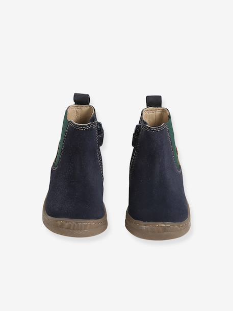 Baby first steps leather boots navy blue 