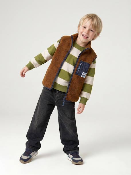 Striped sweatshirt with crew neck for boys hazel+navy blue+pistachio 