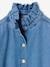 Denim shirt with frill high neck for girls medium blue 