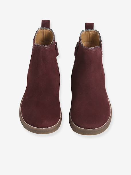 Leather Boots with Elastic, for Girls bordeaux red+camel+gold+navy blue 