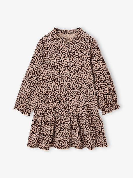 Long-sleeved dress for girls camel 
