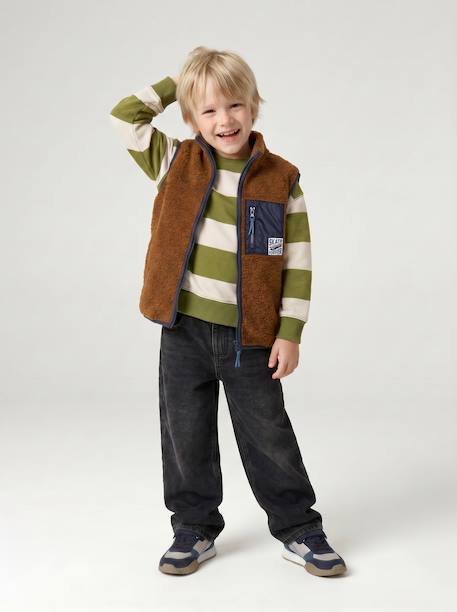 Striped sweatshirt with crew neck for boys hazel+navy blue+pistachio 
