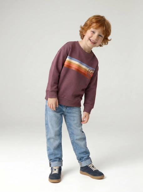 Crew neck sweatshirt for boys marl white+mauve 