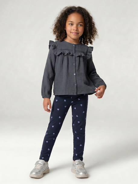 Long-sleeved shirt for girls rosy+slate blue+vanilla 