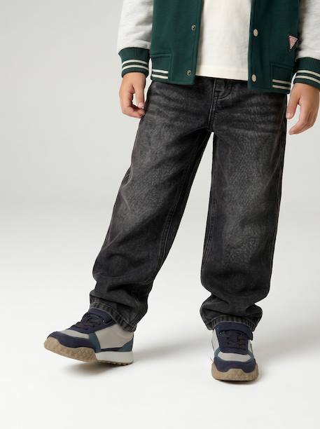 Loose-fit jeans for boys black+double stone 