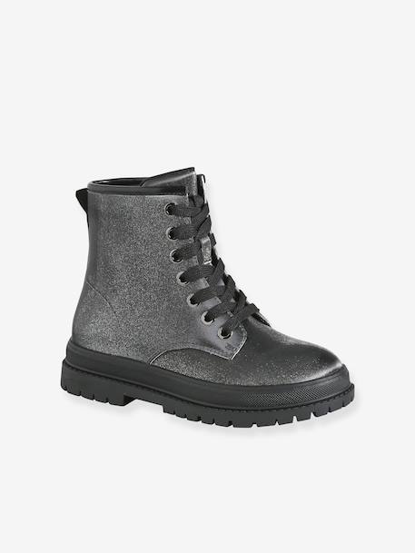 Lace-up ankle boots for girls silver 