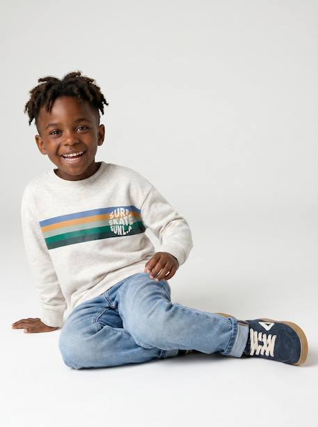 Crew neck sweatshirt for boys marl white+mauve 