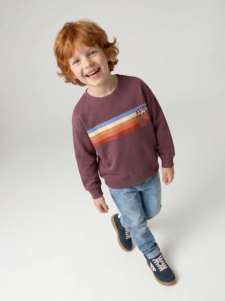 Crew neck sweatshirt for boys marl white+mauve 