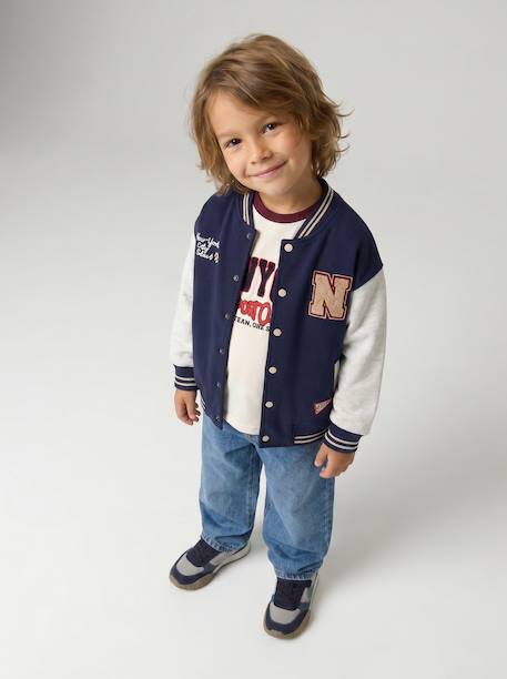 Teddy sweatshirt for boys fir green+navy blue 