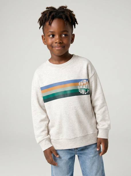 Crew neck sweatshirt for boys marl white+mauve 