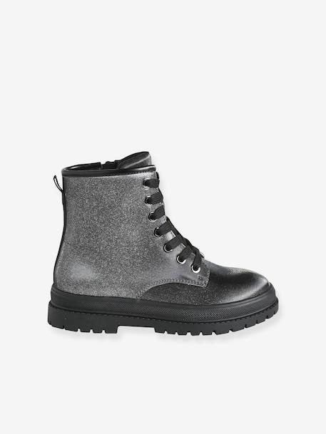 Lace-up ankle boots for girls silver 