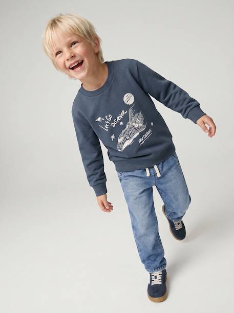 Sweatshirt with front print for boys marl red+marl white+night blue 