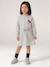 Short hooded dress for girls green+marl grey+navy blue 