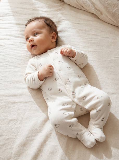 Pack of 2 baby sleepsuits with front opening cappuccino+pale pink+sage green 
