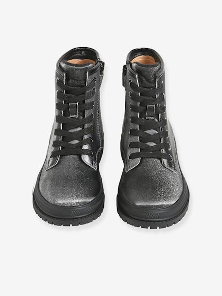 Lace-up ankle boots for girls silver 
