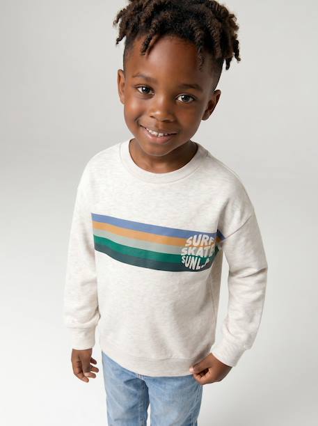 Crew neck sweatshirt for boys marl white+mauve 