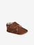 Leather touch-fastening slippers for baby beige+brown 