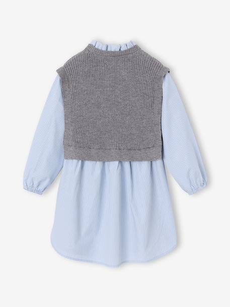 2-in-1-Effect Shirt Dress ecru+marl grey+navy blue 