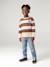 Striped sweatshirt with crew neck for boys hazel+navy blue+pistachio 