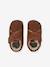 Leather touch-fastening slippers for baby beige+brown 