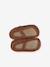 Leather touch-fastening slippers for baby beige+brown 