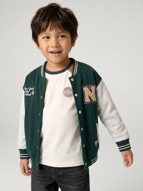 Teddy sweatshirt for boys fir green+navy blue 