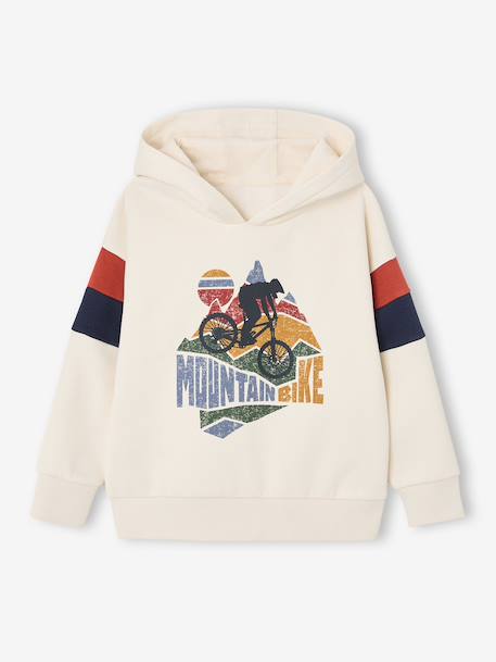 Hooded Sweatshirt with Print marl white+navy blue+pecan nut+sage green+white 