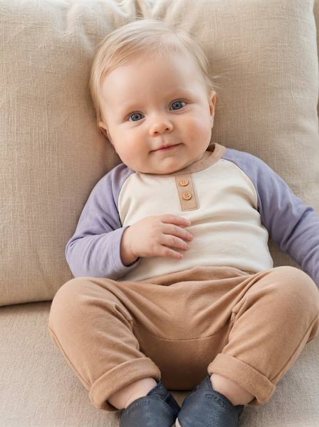 Trousers in Cotton Fleece, for Newborn Babies 6316+BEIGE LIGHT ALL OVER PRINTED+camel+rose 