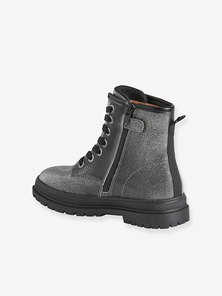 Lace-up ankle boots for girls silver 