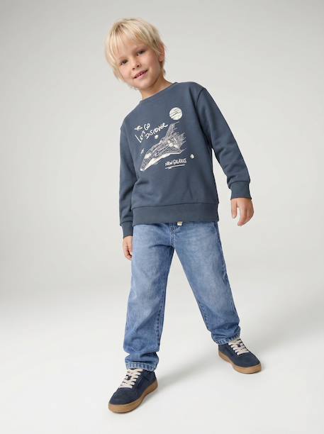 Sweatshirt with front print for boys marl red+marl white+night blue 
