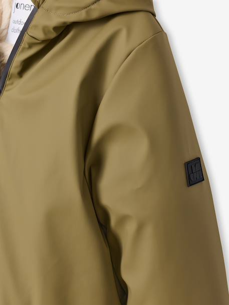 Long hooded raincoat for girls khaki 