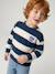 Striped sweatshirt with crew neck for boys hazel+navy blue+pistachio 