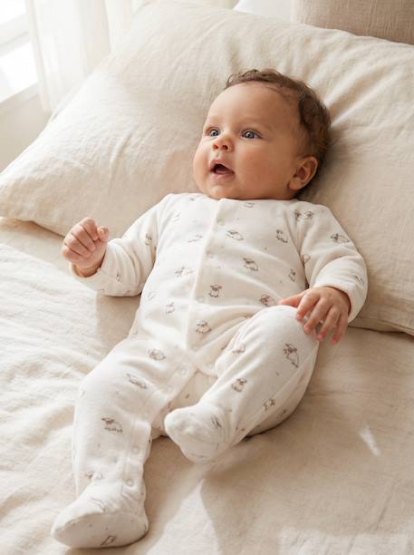 Pack of 2 baby sleepsuits with front opening cappuccino+pale pink+sage green 