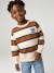 Striped sweatshirt with crew neck for boys hazel+navy blue+pistachio 