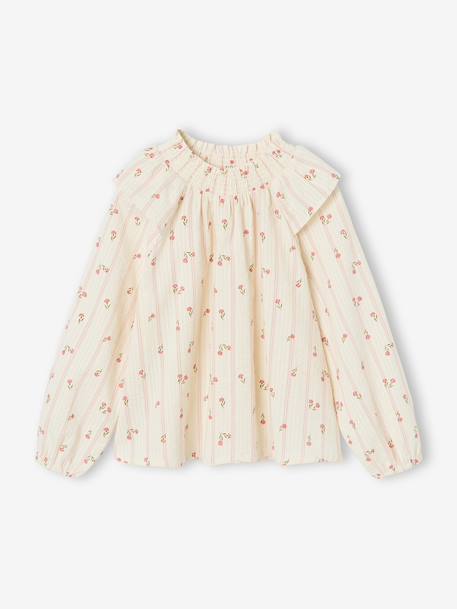 Long-sleeved blouse for girls ecru 