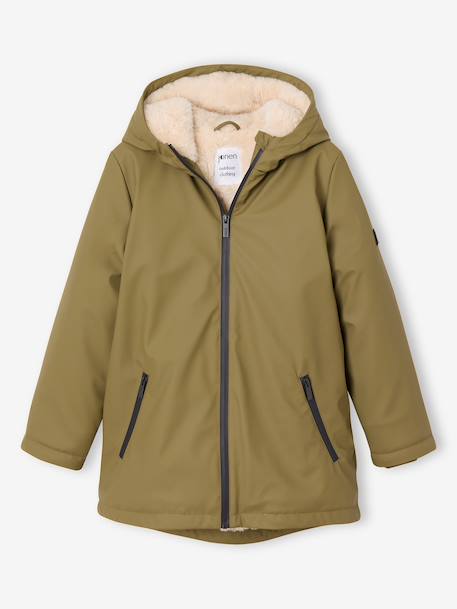 Long hooded raincoat for girls khaki 