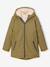 Long hooded raincoat for girls khaki 