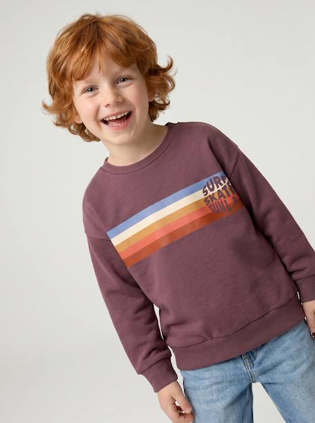 Crew neck sweatshirt for boys marl white+mauve 