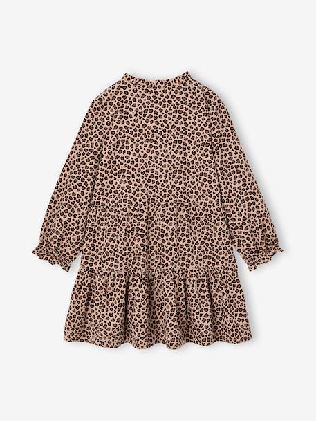 Long-sleeved dress for girls camel 