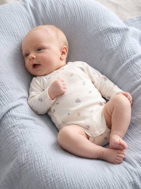 Pack of 5 long-sleeved bodysuits for baby boys sky blue 