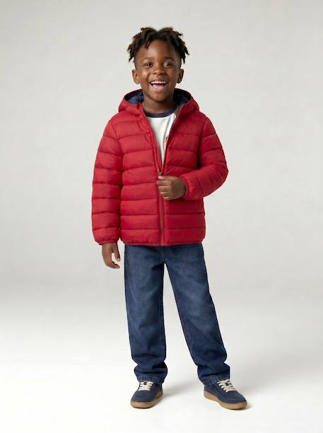 Light Padded Jacket with Hood for Boys black+bordeaux red+emerald green+grey blue+hazel+medium blue+navy blue+olive+pecan nut+red 