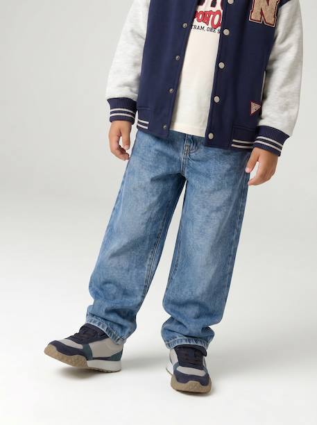 Loose-fit jeans for boys black+double stone 