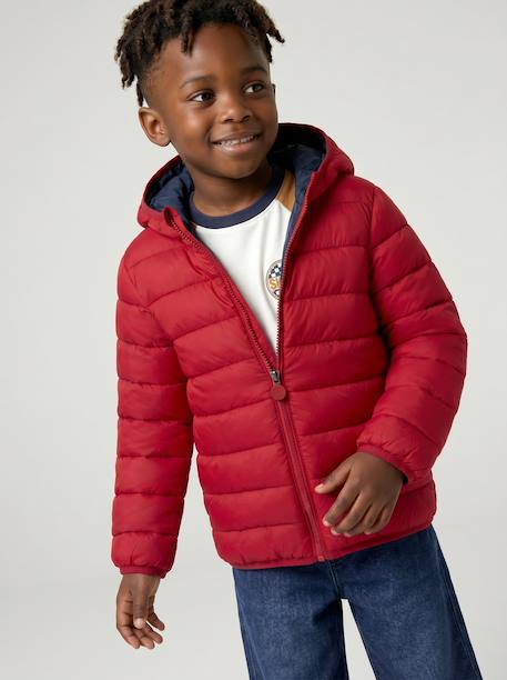 Light Padded Jacket with Hood for Boys black+bordeaux red+emerald green+grey blue+hazel+medium blue+navy blue+olive+pecan nut+red 