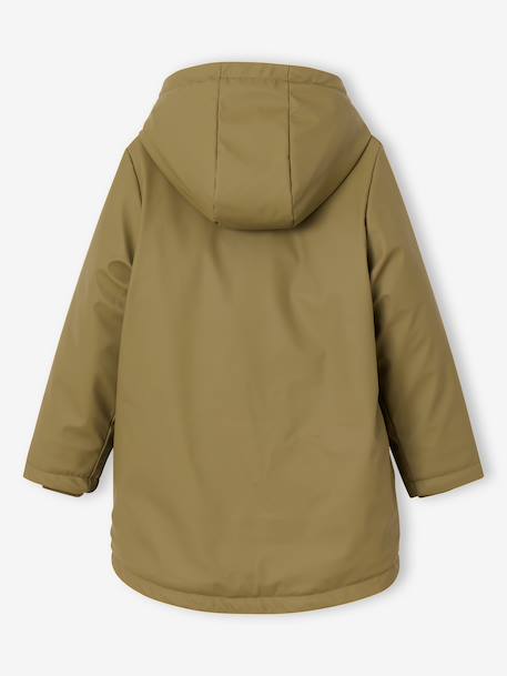 Long hooded raincoat for girls khaki 