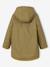Long hooded raincoat for girls khaki 