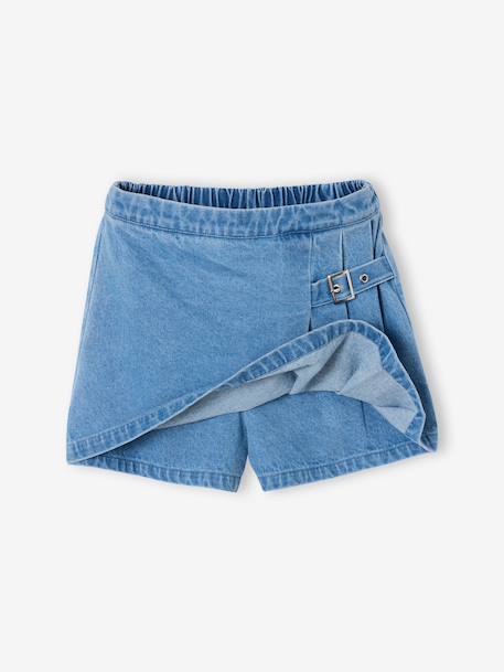 Pleated denim skort for girls medium blue 