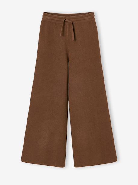Wide-leg trousers for girls chocolate 