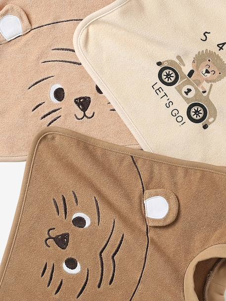 Set of 3 Animals Bibs, Easy to Put On caramel+ecru+sage 