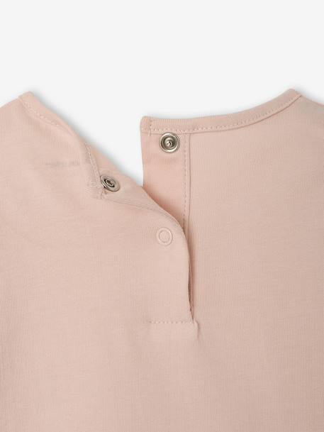 Long-sleeved T-shirt for baby girls grey blue+pale pink 